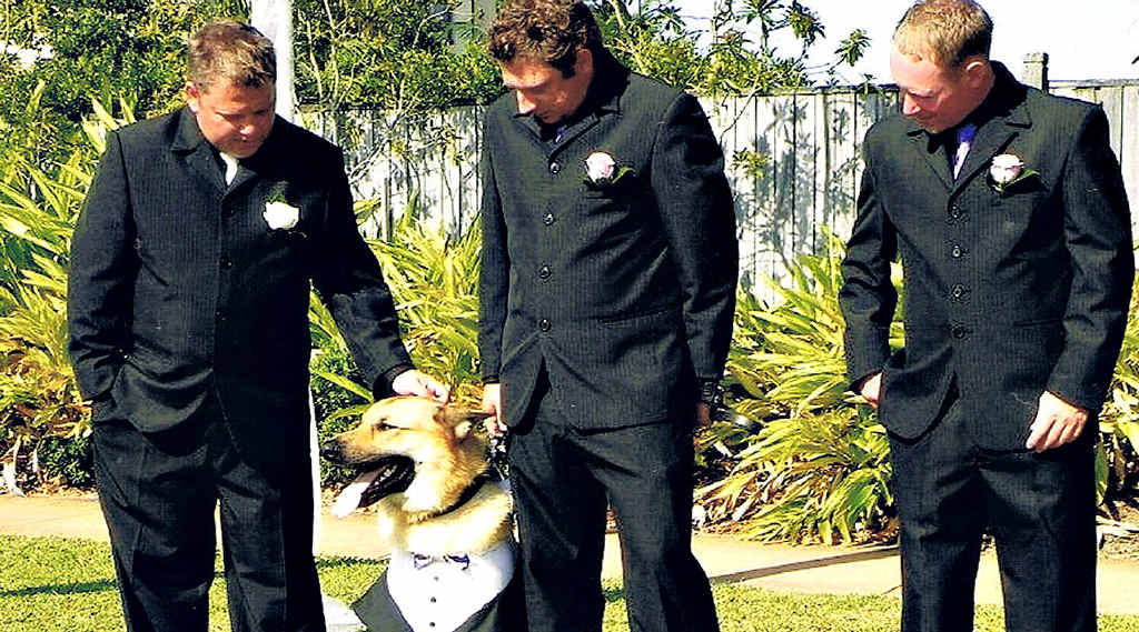 Jed gives the groom, Chris Fehlhaber, a pep talk before the ceremony. Jed gives the groom, Chris Fehlhaber, a pep talk before the ceremony.